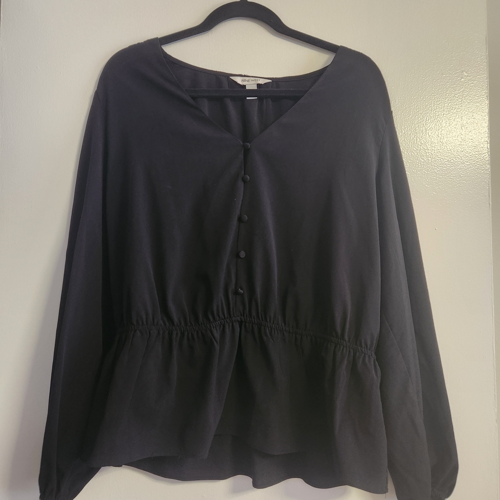 Nine West Black Peplum Blouse